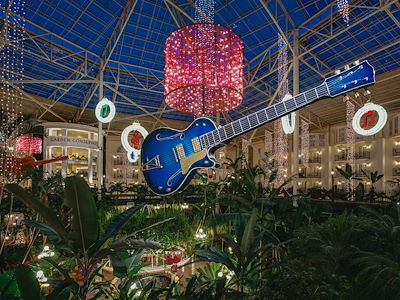 Large Guitar Decoration hanging above gardens at Gaylord Opryland in Nashville, TN