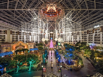 Lone Star Atrium decorated for Christmas at Gaylord Texan