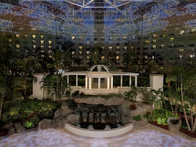 Atrium decorated in lights at Gaylord Palms