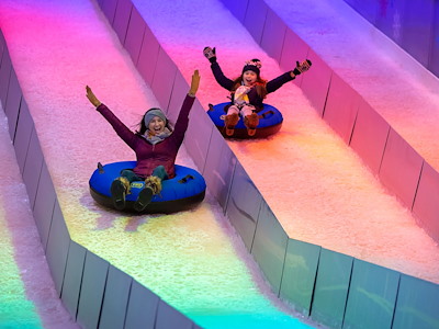 Guests ice tubing