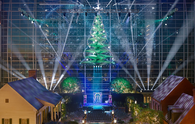 Gaylord National atrium decorated for Christmas