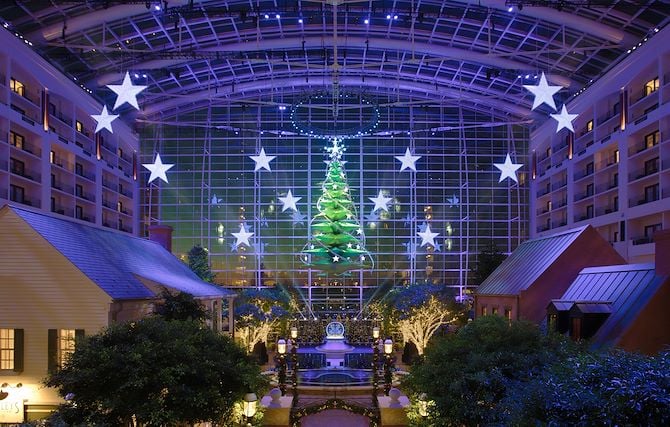 Gaylord National atrium decorated for Christmas
