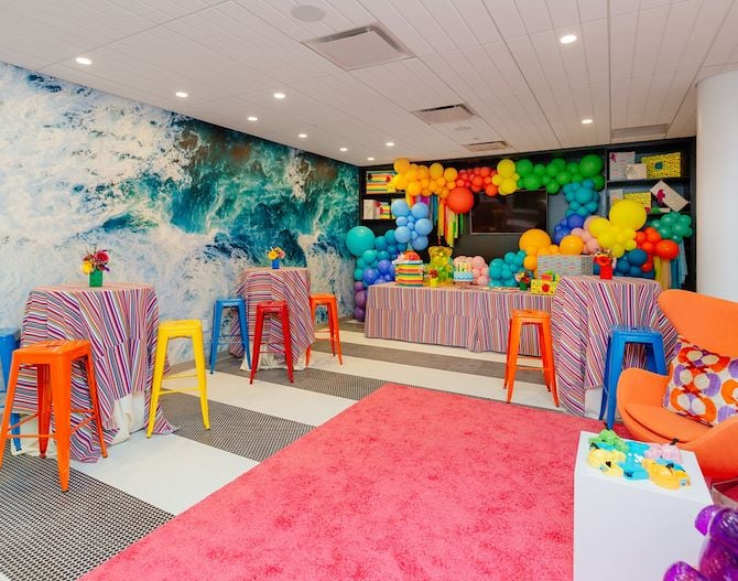 SoundWaves party room decorated for child's birthday