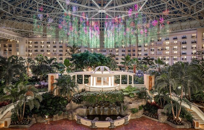 Gaylord Palms atrium in lights