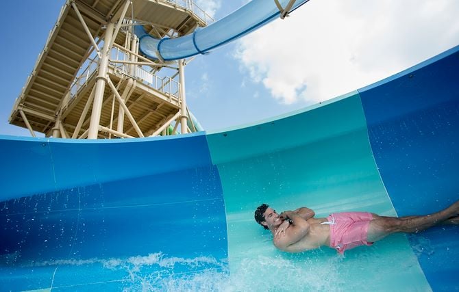 Guess on waterslide at Cypress Springs at Gaylord Palms