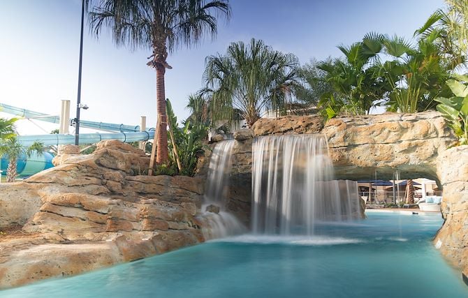 Waterfall on Cypress Springs Water Park lazy river at Gaylord Palms