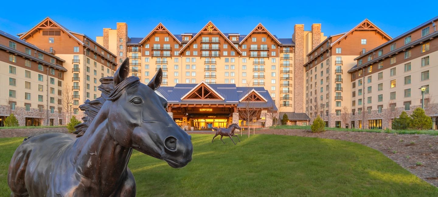 Horse statue on front drive entrance of Gaylord Rockies Resort